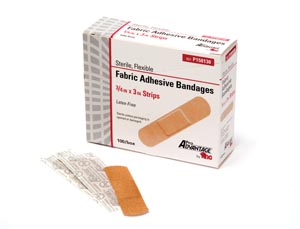 Bandage Adhesive Strip ProAdvantage 3/4 X 3 Inch Fabric Rectangle Tan Sterile (100/BX 12BX/CS 200CS/PLT) by Pro Advantage  ID P150130